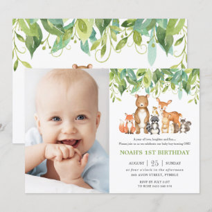 Invitation Animaux des bois Forêt d'anniversaire