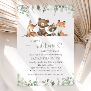 Invitation Animaux des Bois, Forêt, Sauvageon, Baby Shower