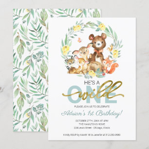 Invitation Animaux des bois Il est un sauvage Un premier anni