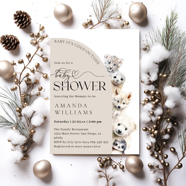 Invitation Animaux d'hiver Baby shower neutre selon le sexe (Créateur téléchargé)