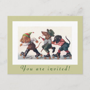 Invitation Animaux drôles de patinage de partie
