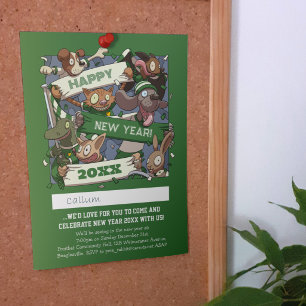 Invitation Animaux Drôles Fête du Nouvel An Supporters de Spo