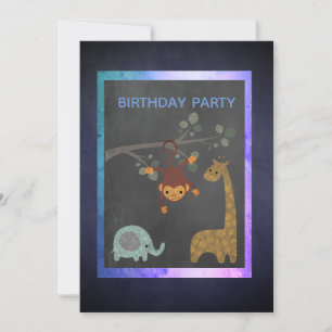 Invitation Animaux du zoo de tableau noir fête d'anniversaire