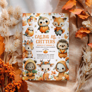 Invitation Animaux Fantaisistes de la Forêt Automne Anniversa