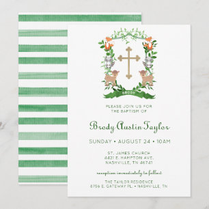 Invitation Animaux forestiers Crest Boy Baptême