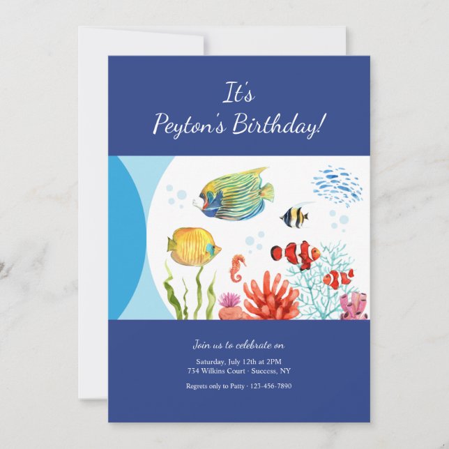 Invitation Animaux marins Fête d'anniversaire (Devant)