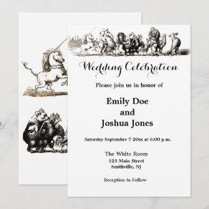 Invitation Animaux Mignons Art Licorne Éléphant Lion Zoo