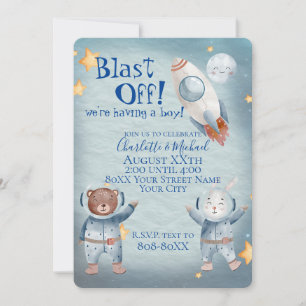 Invitation Animaux mignons dans l'espace extra-atmosphérique