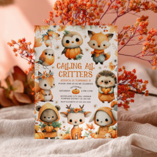 Invitation Animaux mignons de la forêt automne anniversaire e