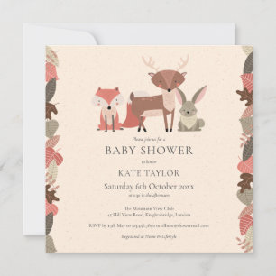 Invitation Animaux mignons de la forêt Baby Shower Décoration