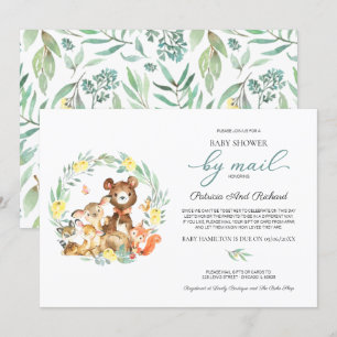 Invitation Animaux Mignons de la Forêt Baby Shower par Courri