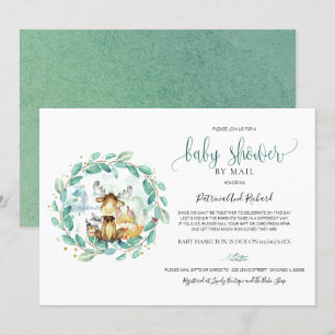 Invitation Animaux Mignons de la Forêt Baby Shower par Courri