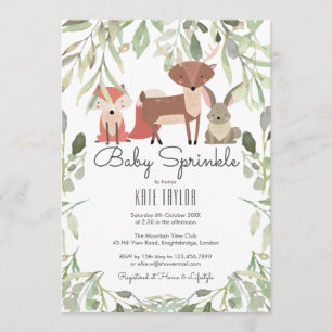 Invitation Animaux mignons de la forêt pour Baby Sprinkle / S