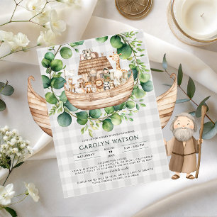 Invitation Animaux Mignons Vichy Arche de Noé Baby Shower