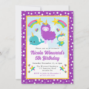Invitation Animaux qui veulent être des licornes mignons pour