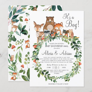 Invitation Animaux rustiques en bois Baby shower par Mail Boy