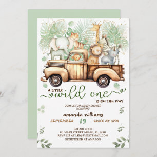 Invitation Animaux Safari dans le baby shower automobile