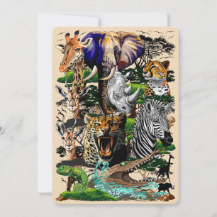 Invitation Animaux sauvages de la Savane africaine