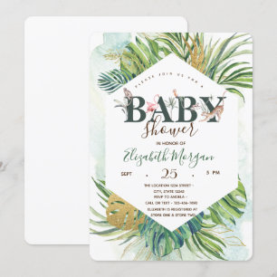 Invitation Animaux sauvages Palm Baby shower Feuille