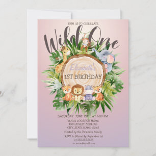 Invitation Animaux sauvages Parties scintillant de bois Anniv
