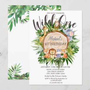 Invitation Animaux sauvages Parties scintillant de bois Invit