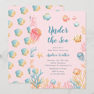 Invitation Animaux sous-marins Fête de bébé Colorée