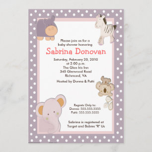 Invitation Animaux tropicaux de la Jungle 5x7 Baby shower Inv