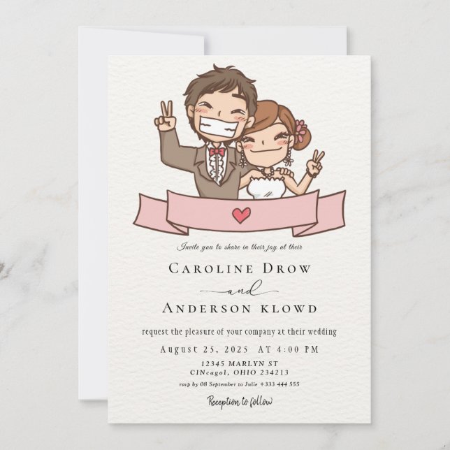 Invitation Anime Couple Wedding (Devant)