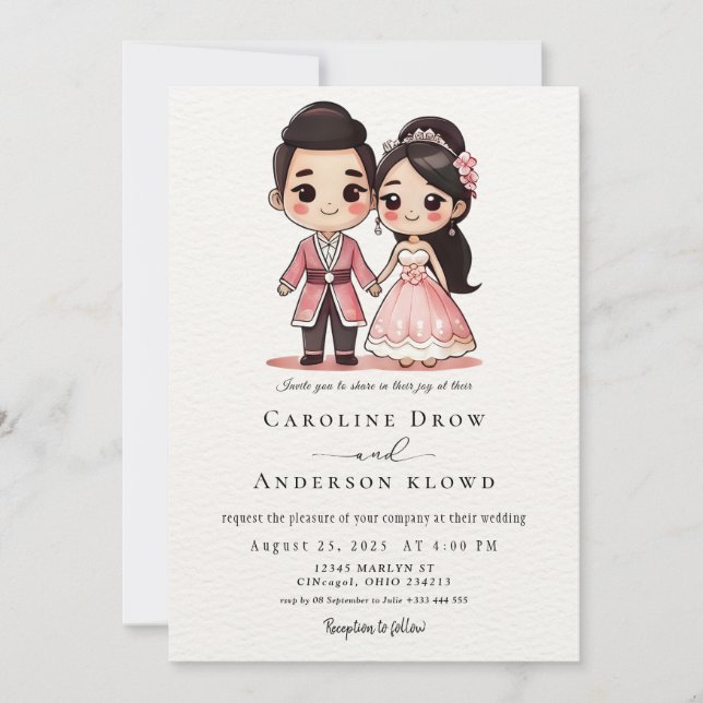 Invitation Anime Couple Wedding (Devant)