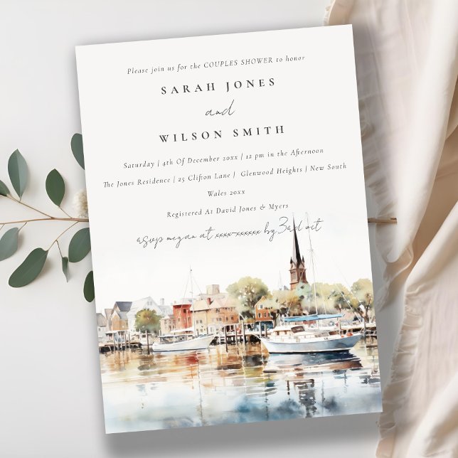 Invitation Annapolis Maryland Aquarelle Couples Douche (Créateur téléchargé)