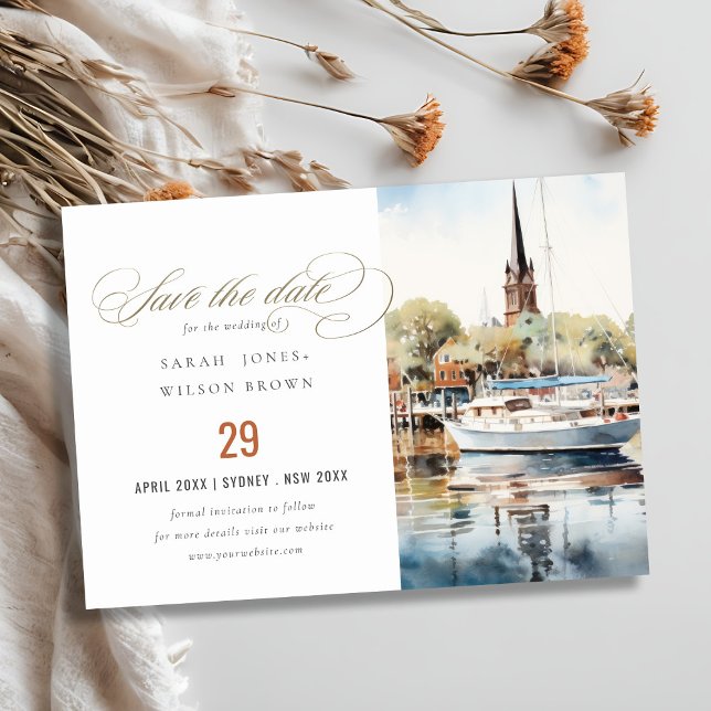 Invitation Annapolis Maryland MD Aquarelle Save The Date (Créateur téléchargé)