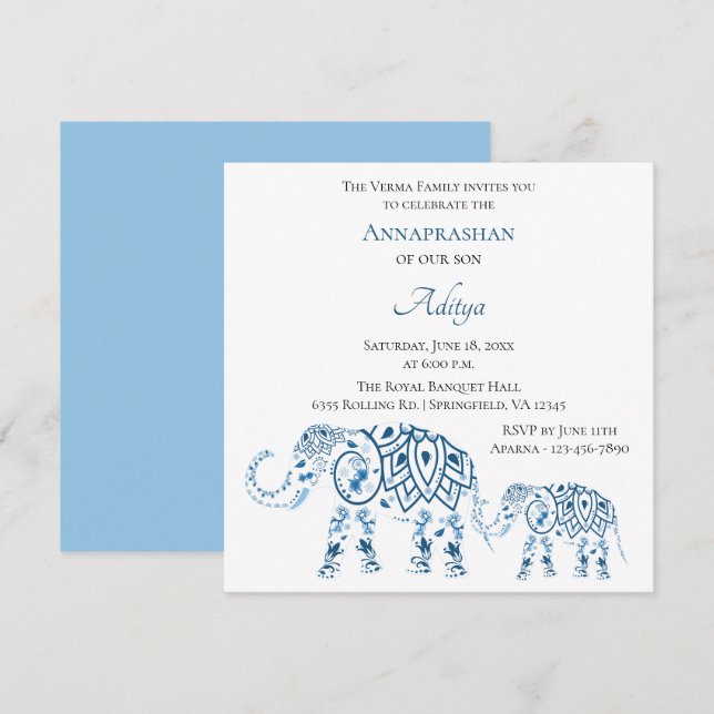 Invitation Annaprashan| Premier riz (Devant / Derrière)