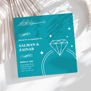 Invitation Anneau de diamant turquoise musulman Fiançailles m
