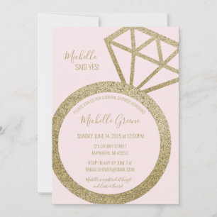 Invitation Anneau de Parties scintillant rose et or - Elle a 