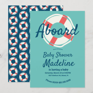 Invitation Anneau de sauvetage géométrique pour Baby Shower n