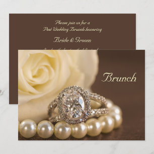 Invitation Anneau diamant ovale Rose blanche Poste Mariage Br