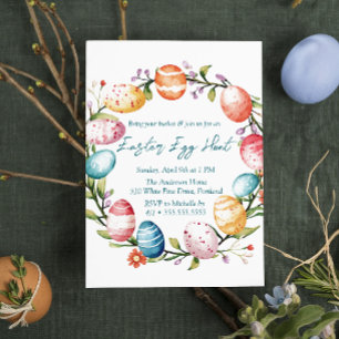 Invitation Anneau d'oeufs et de fleurs Chasse aux oeufs de Pâ