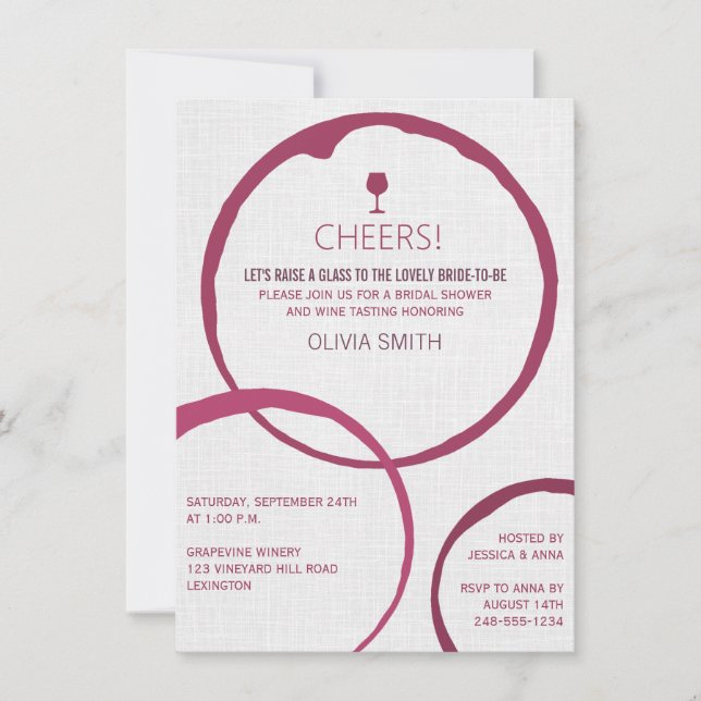 Invitation Anneaux à vin moderne Envoi de douche nuptiale Inv (Devant)
