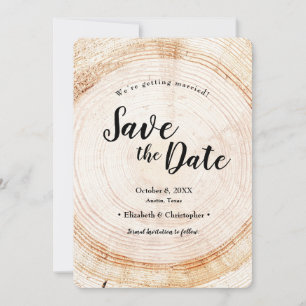 Invitation Anneaux d'arbre rustique Mariage Enregistrer la ph