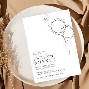 Invitation Anneaux de Couple Modernes Fête de Fiançailles Rom