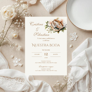 Invitation Anneaux de mariage boho en espagnol