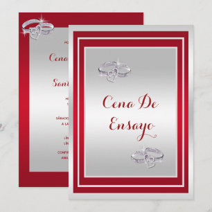 Invitation Anneaux De Mariage, D'Argent Et De Rouge Dîner De 