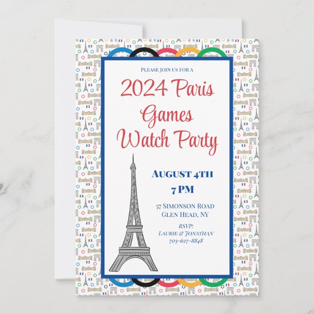 Invitation Anneaux de Soirée de Veille des Jeux de Paris 2024 (Devant)