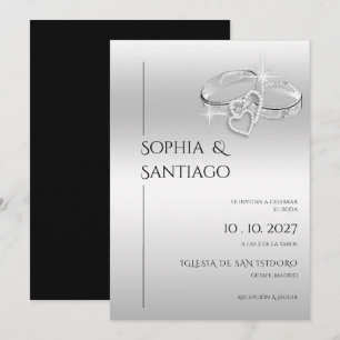 Invitation Anneaux Décoratifs Romantiques Mariage Espagnol