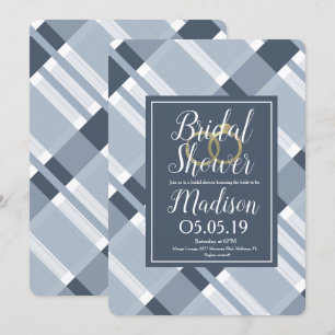 Invitation Anneaux en feuille plaid bleu poussiéreux et marin