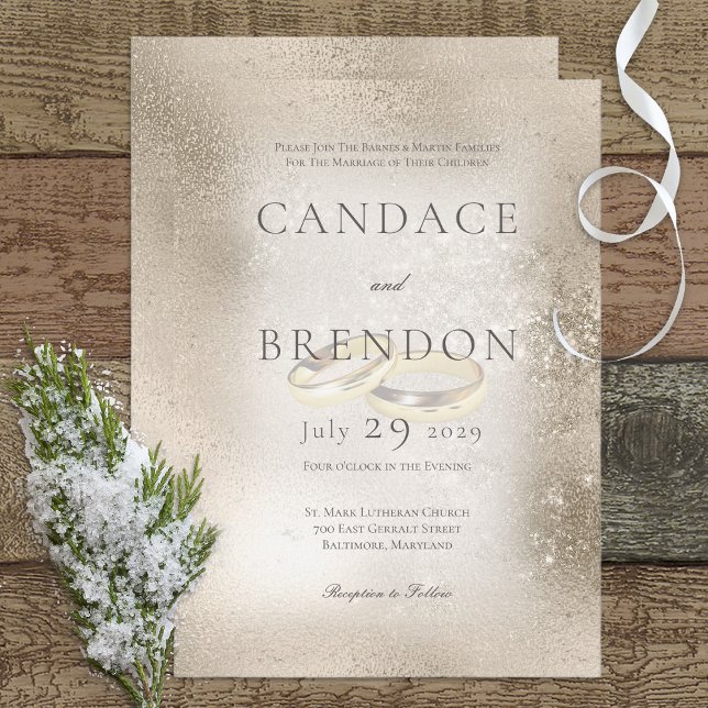 Invitation Anneaux Mariage or sur Mariage or (Créateur téléchargé)
