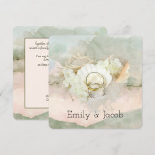 Invitation Anneaux mariages à Seashell Beach Heart
