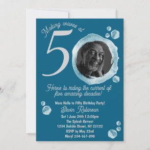Invitation Année Cinquante Bulles d'eau Anniversaire Fête Inv
