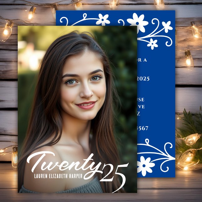 Invitation Année De Diplôme Et Photo Blue Graduation Party (Graduation Year And Photo Blue Graduation Party Invitation)