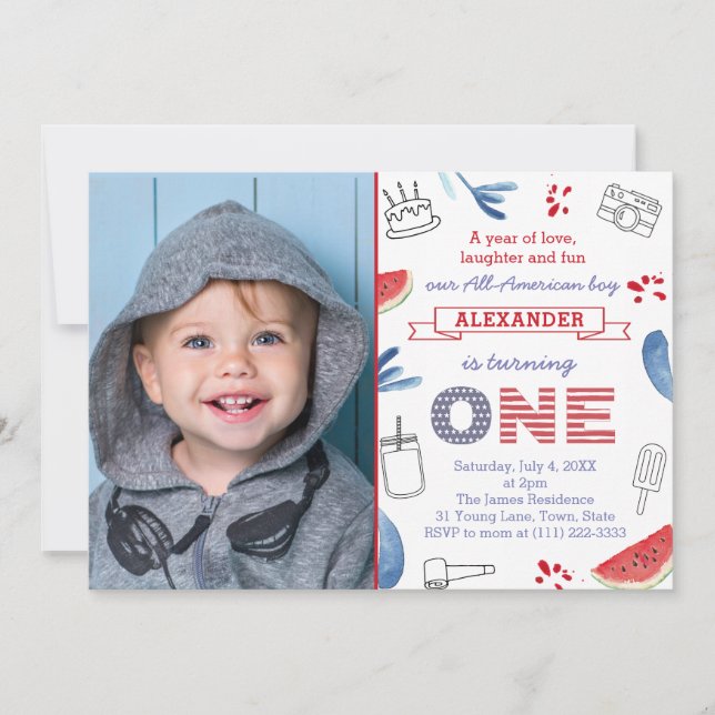 Invitation Année De L'Amour Rire Et Amusant 1Er Anniversaire  (Devant)